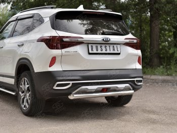 13 399 р. Защита заднего бампера (Ø63 мм, нержавейка) SLITKOFF KIA Seltos (2019-2025)  с доставкой в г. Вологда. Увеличить фотографию 2
