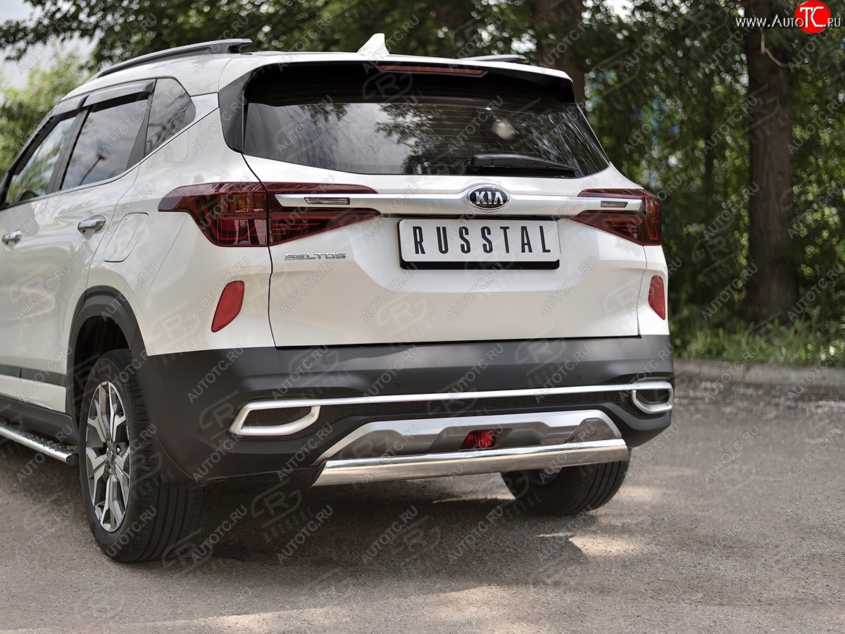 11 549 р. Защита заднего бампера (Ø75x42 мм, нержавейка) Russtal KIA Seltos (2019-2025)  с доставкой в г. Вологда
