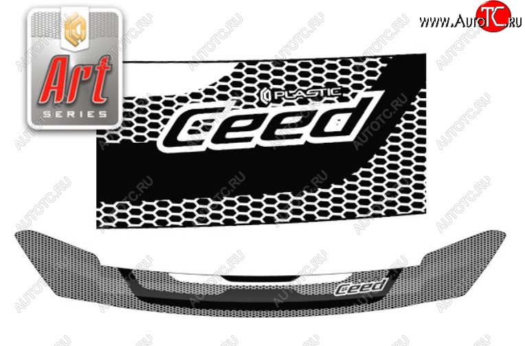2 199 р. Дефлектор капота CA-Plastiс  KIA Ceed  2 JD (2012-2015) дорестайлинг, хэтчбэк (Серия Art белая)  с доставкой в г. Вологда