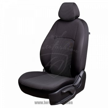 7 699 р. Чехлы для сидений Lord Autofashion Дублин (жаккард, спинка и сиденье 60/40+подлокотник, 3 Г-образных подголовника)  KIA Ceed  2 JD (2012-2018) дорестайлинг универсал, дорестайлинг, хэтчбэк, рестайлинг универсал, рестайлинг, хэтчбэк (Черный, вставка Ёж Белый)  с доставкой в г. Вологда. Увеличить фотографию 3