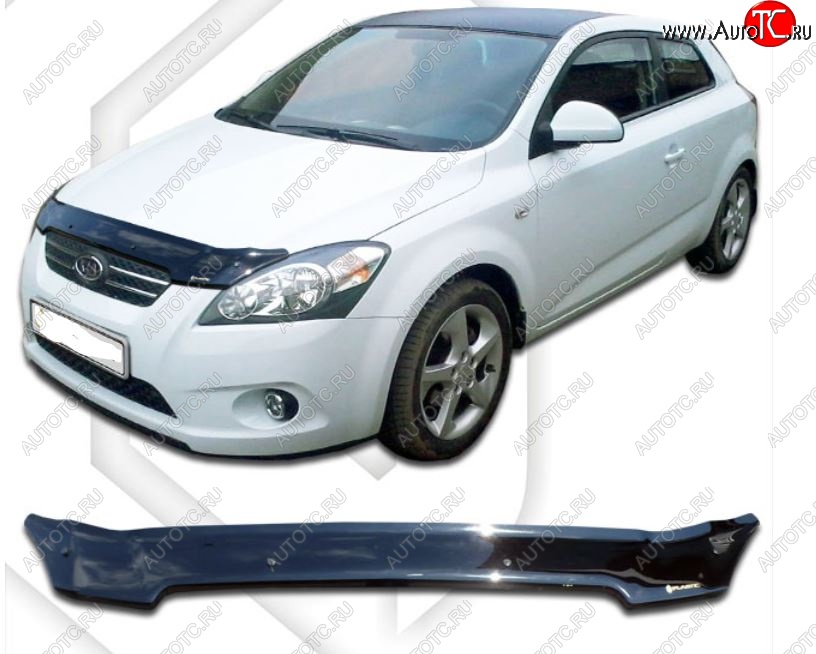 1 999 р. Дефлектор капота CA-Plastiс  KIA Ceed  1 ED (2006-2010) дорестайлинг универсал, дорестайлинг, хэтчбэк 5 дв. (Classic черный, Без надписи)  с доставкой в г. Вологда