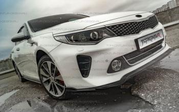 8 499 р. Юбка переднего бампера (только GT-Line бампер) TopKontur Design KIA Optima 4 JF дорестайлинг седан (2016-2018) (Неокрашенная)  с доставкой в г. Вологда. Увеличить фотографию 2