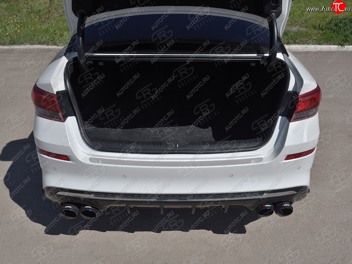 1 479 р. Защитная накладка заднего бампера Russtal KIA Optima JF седан рестайлинг (2018-2020) (Нержавейка полированная)  с доставкой в г. Вологда