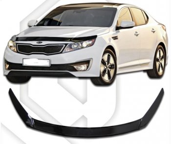 2 199 р. Дефлектор капота CA-Plastiс Exclusive  KIA Optima  3 TF (2010-2016) дорестайлинг седан, рестайлинг седан (серия Classic черный, Без надписи)  с доставкой в г. Вологда. Увеличить фотографию 2
