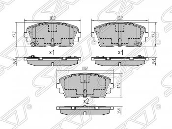 Колодки тормозные SAT (передние) KIA Picanto ( 2 TA хэтчбэк 5 дв.,  2 TA хэтчбэк 3 дв.) (2011-2015) дорестайлинг