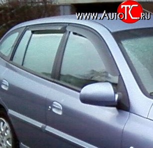 999 р. Комплект дефлекторов окон (ветровиков) 4 шт. Russtal KIA Rio 1 DC дорестайлинг седан (2000-2002)  с доставкой в г. Вологда