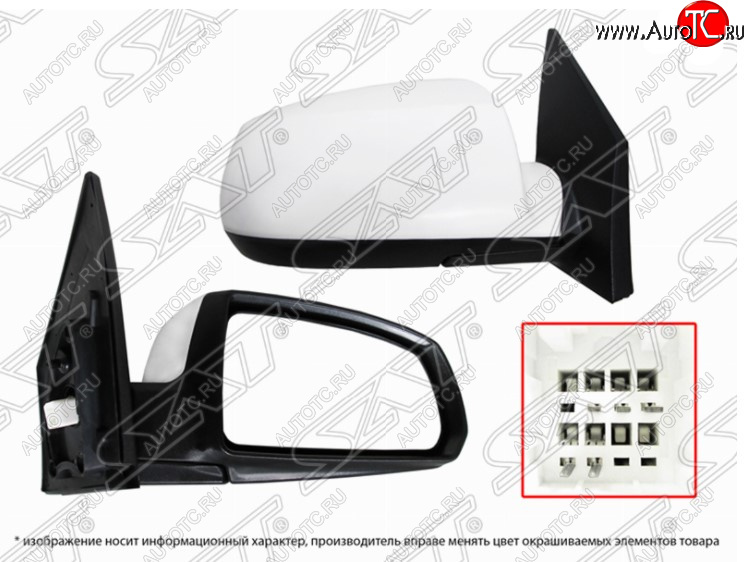 2 499 р. Правое зеркало заднего вида SAT (регулировка, обогрев, 5 контактов) KIA Rio 2 JB дорестайлинг седан (2005-2009) (Неокрашенное)  с доставкой в г. Вологда