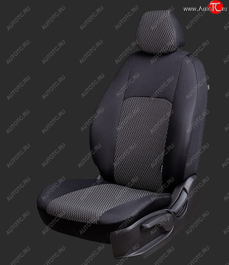 5 399 р. Чехлы для сидений Lord Autofashion Дублин (жаккард, спинка 60/40, 3 Г-образных подголовника) KIA Rio 2 JB дорестайлинг седан (2005-2009) (Черный, вставка Прямоугольник черный)  с доставкой в г. Вологда