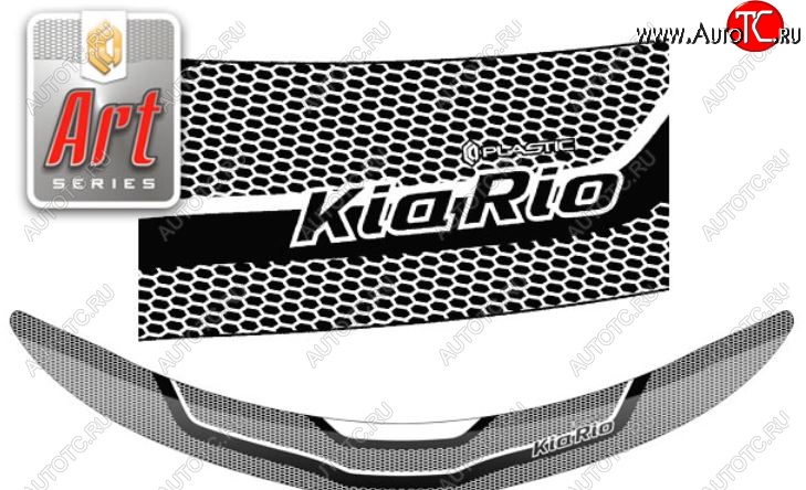2 199 р. Дефлектор капота CA-Plastiс  KIA Rio  3 QB (2015-2017) рестайлинг седан (Серия Art серебро)  с доставкой в г. Вологда