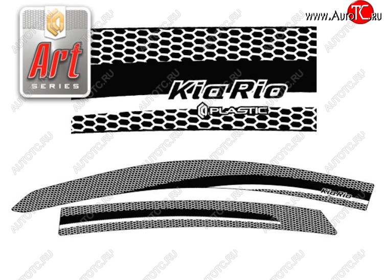 2 199 р. Дефлектора окон CA-Plastic KIA Rio 3 QB дорестайлинг седан (2011-2015) (Серия Art белая, Без хром.молдинга, Крепление только на скотч)  с доставкой в г. Вологда