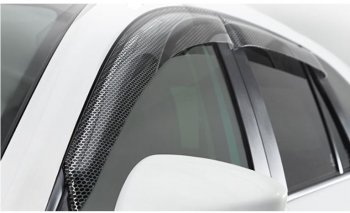 2 199 р. Дефлектора окон CA-Plastic KIA Rio 3 QB дорестайлинг седан (2011-2015) (Серия Art черная, Без хром.молдинга, Крепление только на скотч)  с доставкой в г. Вологда. Увеличить фотографию 2