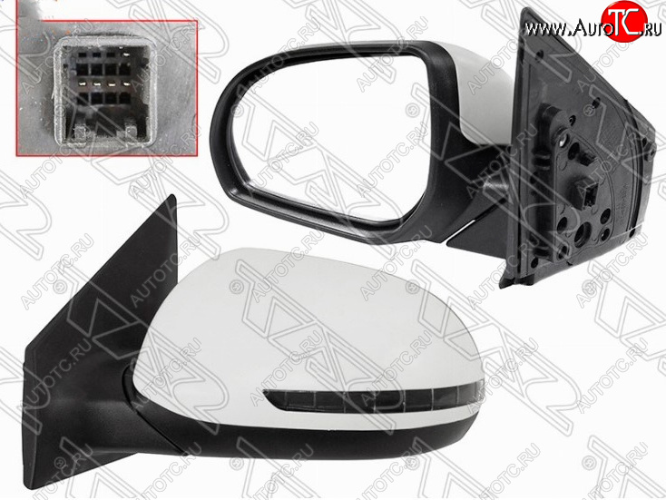 2 899 р. Левое боковое зеркало заднего вида SAT (поворот, 5 контактов)  KIA Rio  3 QB (2011-2017) дорестайлинг седан, дорестайлингхэтчбек5дв., рестайлинг седан, рестайлингхэтчбек5дв. (Неокрашенное)  с доставкой в г. Вологда