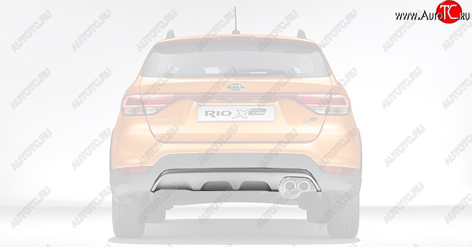 4 099 р. Диффузор заднего бампера MOBIS (HYUNDAI/KIA) (серебристая) KIA Rio X-line (2017-2021)  с доставкой в г. Вологда