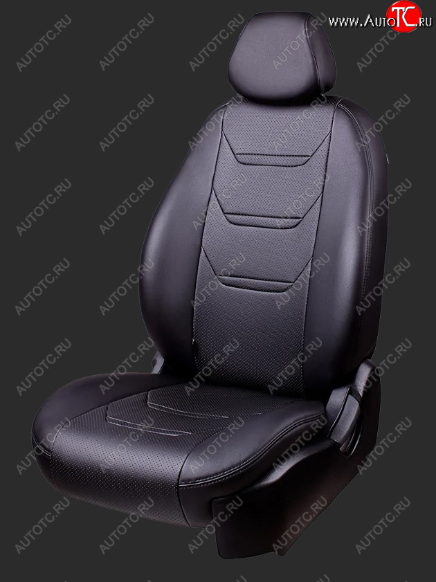 10 299 р. Чехлы для сидений Lord Autofashion Турин 2 (экокожа, спинка 60/40, 3 Г-образных подголовника) KIA Rio 4 FB дорестайлинг седан (2016-2020) (Черный, вставка черная/черная, строчка черная)  с доставкой в г. Вологда