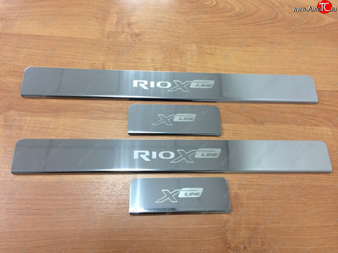 2 179 р. Накладки порожков салона INOX  KIA Rio  X-line (2017-2021) (Нержавеющая сталь)  с доставкой в г. Вологда