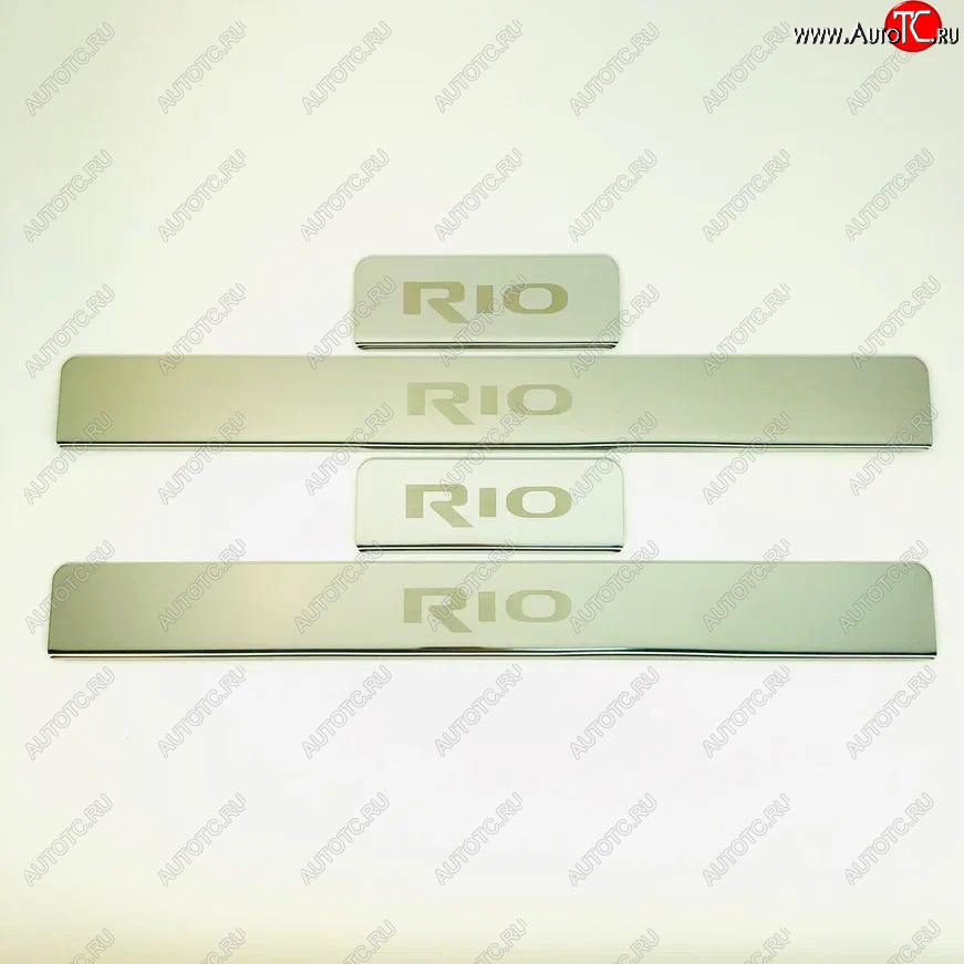 2 179 р. Накладки порожков салона INOX KIA Rio 4 FB дорестайлинг седан (2016-2020) (Нержавеющая сталь)  с доставкой в г. Вологда