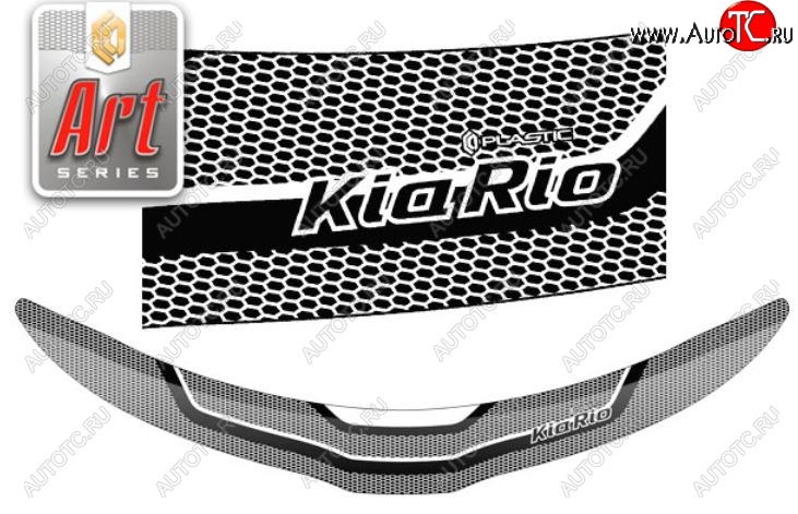 2 199 р. Дефлектор капота CA-Plastiс  KIA Rio  3 QB (2011-2015) хэтчбек 5 дв. дорестайлинг (серия Art белая)  с доставкой в г. Вологда
