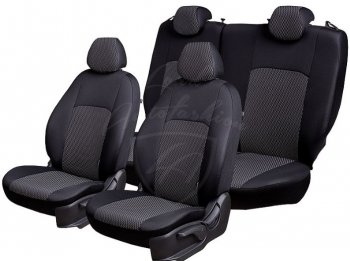 5 399 р. Чехлы для сидений Lord Autofashion Дублин (жаккард) KIA Rio 3 QB хэтчбек 5 дв. дорестайлинг (2011-2015) (Черный, прямоугольник черный)  с доставкой в г. Вологда. Увеличить фотографию 2