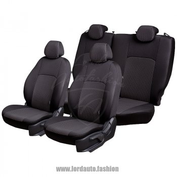 7 849 р. Чехлы для сидений Lord Autofashion Дублин (жаккард) KIA Rio 3 QB хэтчбек 5 дв. дорестайлинг (2011-2015) (Черный, вставка Сеул серый)  с доставкой в г. Вологда. Увеличить фотографию 2