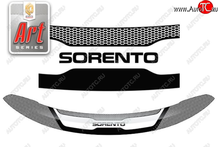 2 299 р. Дефлектор капота CA-Plastiс  KIA Sorento  XM (2009-2012) дорестайлинг (серия Art черная)  с доставкой в г. Вологда