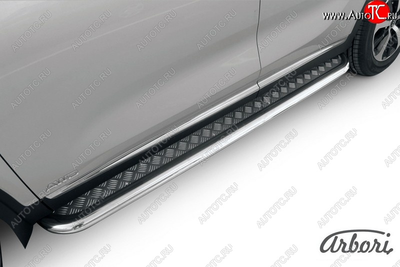 20 519 р. Защита штатных порогов с листом Arbori (нержавейка, алюминий, d57 mm) KIA Sorento UM/Prime дорестайлинг (2014-2018)  с доставкой в г. Вологда