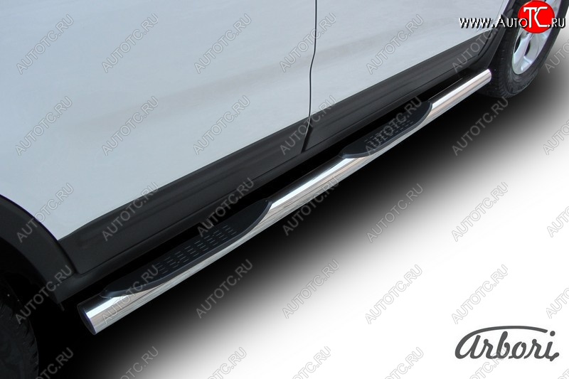 20 519 р. Защита штатных порогов Arbori (с проступью, нержавейка, d76 mm). KIA Sorento XM рестайлинг (2012-2015)  с доставкой в г. Вологда