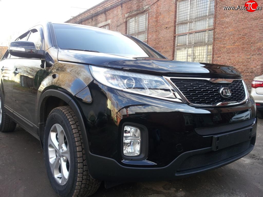 1 469 р. Нижняя сетка на бампер Russtal (черная) KIA Sorento XM рестайлинг (2012-2015)  с доставкой в г. Вологда