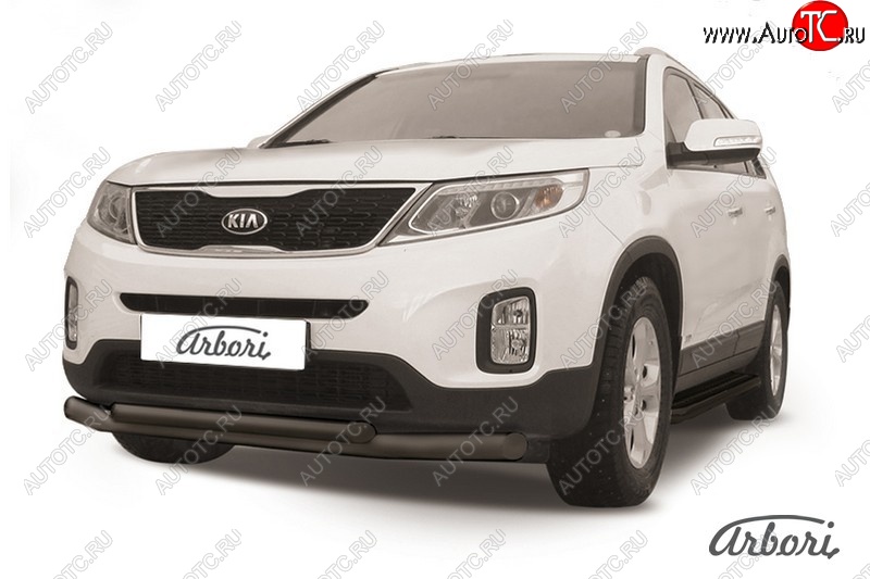 7 019 р. Защита переднего бампера Arbori (черная, 2 трубы d57 и 42 mm) KIA Sorento XM рестайлинг (2012-2015)  с доставкой в г. Вологда
