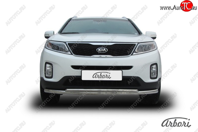 5 499 р. Защита переднего бампера Arbori (нержавейка, 2 трубы d57 и 42 mm) KIA Sorento XM рестайлинг (2012-2015)  с доставкой в г. Вологда