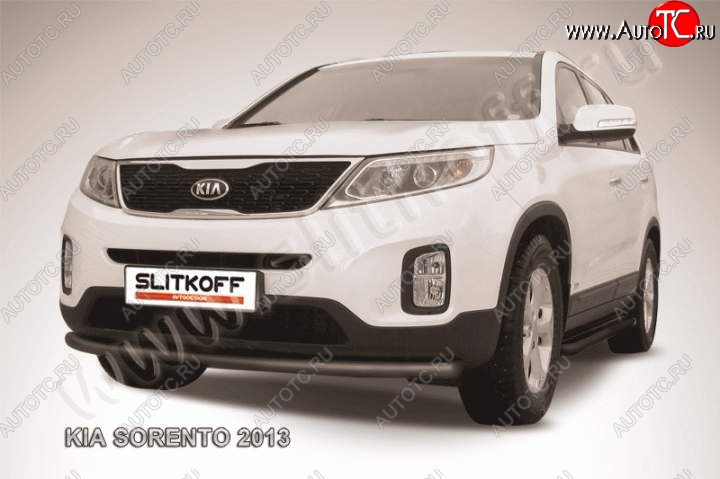 8 599 р. Защита переднего бампера из трубы d57 Slitkoff (радиусная) KIA Sorento XM рестайлинг (2012-2015) (Цвет: серебристый)  с доставкой в г. Вологда