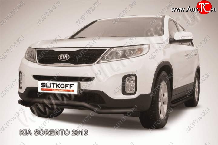 10 849 р. Защита переднего бампера из трубы d57 Slitkoff (волна) KIA Sorento XM рестайлинг (2012-2015) (Цвет: серебристый)  с доставкой в г. Вологда