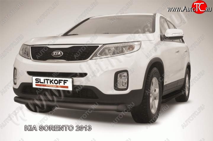 10 649 р. Защита переднего бампера из трубы d76 Slitkoff KIA Sorento XM рестайлинг (2012-2015) (Цвет: серебристый)  с доставкой в г. Вологда