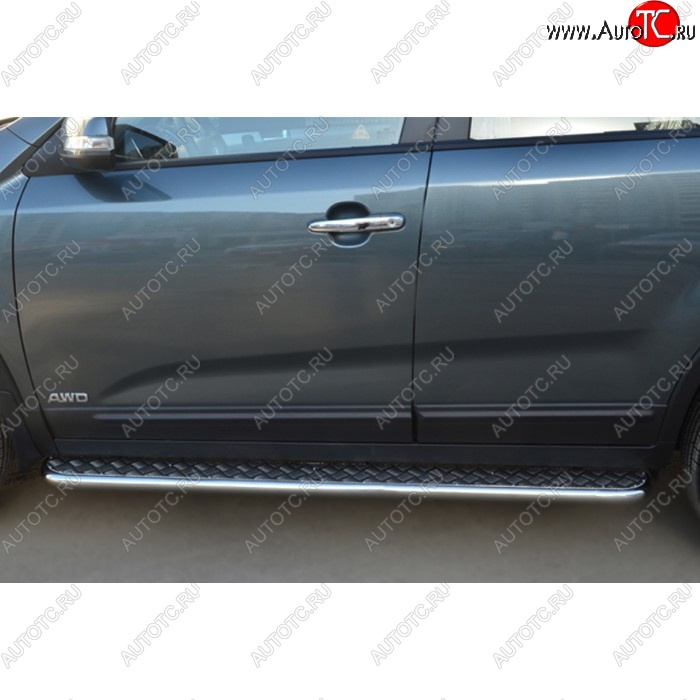 22 999 р. Широкая защита порогов с трубой диаметром 42 мм SLITKOFF v2 KIA Sorento XM рестайлинг (2012-2015)  с доставкой в г. Вологда