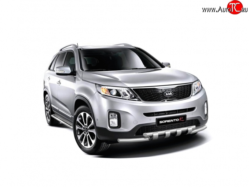 13 499 р. Широкая защита порогов Petroil Tuning KIA Sorento XM рестайлинг (2012-2015) (Нержавеющая полированная сталь)  с доставкой в г. Вологда