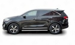 12 299 р. Защита порогов из круглой трубы диаметром 63 мм Russtal KIA Sorento UM/Prime дорестайлинг (2014-2018) (Защита порогов с со скосами на торцах (вариант 1))  с доставкой в г. Вологда. Увеличить фотографию 3