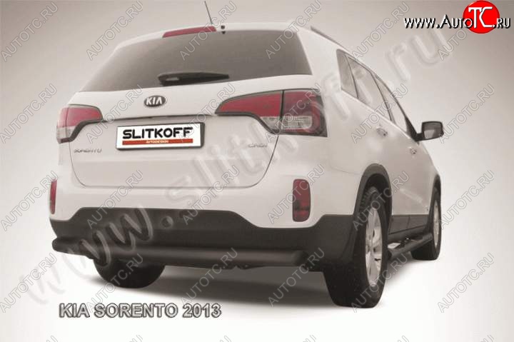 8 999 р. Защита заднего бампера из трубы d76 Slitkoff (длинная) KIA Sorento XM рестайлинг (2012-2015) (Цвет: серебристый)  с доставкой в г. Вологда