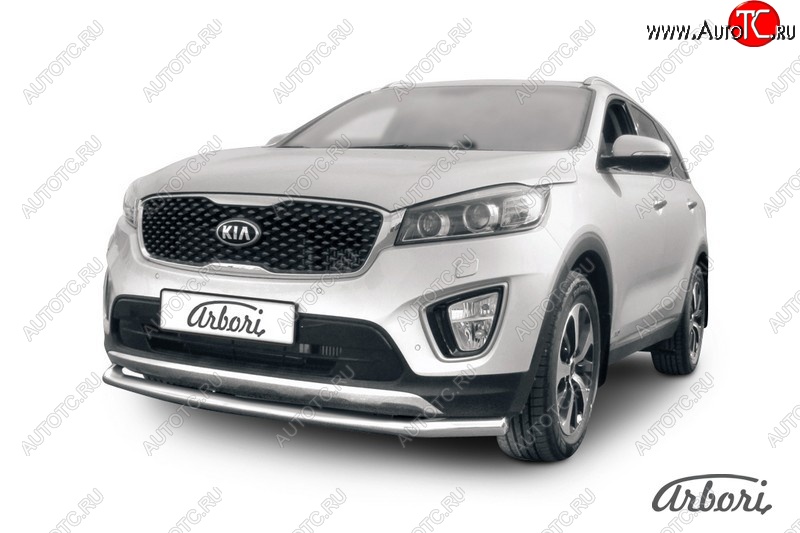 16 559 р. Защита переднего бампера Arbori (нержавейка, 1 труба d57 mm). KIA Sorento UM/Prime дорестайлинг (2014-2018)  с доставкой в г. Вологда
