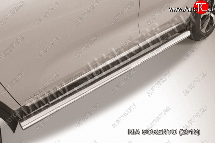 16 999 р. Защита порогов из круглой трубы диаметром 76 мм Slitkoff KIA Sorento UM/Prime дорестайлинг (2014-2018) (Нержавейка, Полированная)  с доставкой в г. Вологда