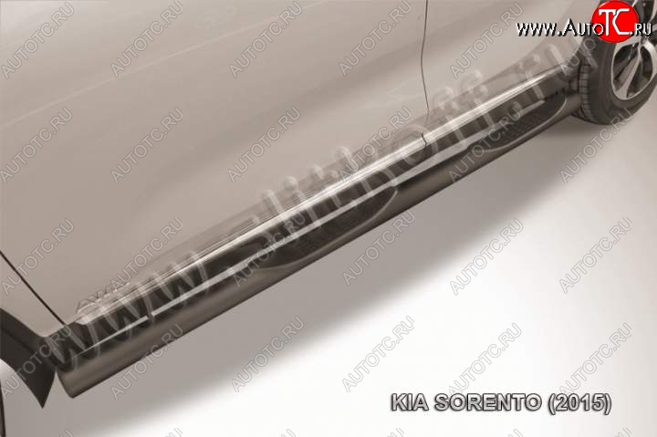 13 549 р. Защита порогов из труб d76 Slitkoff (с проступью) KIA Soul PS дорестайлинг (2014-2016) (Цвет: серебристый)  с доставкой в г. Вологда