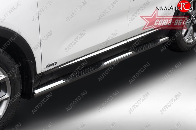 15 479 р. Защита порогов с проступью Souz-96 (d76) KIA Sorento UM/Prime дорестайлинг (2014-2018)  с доставкой в г. Вологда