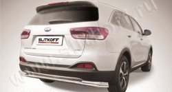 Защита заднего бампера из трубы диаметром 57 мм Slitkoff KIA Sorento UM/Prime дорестайлинг (2014-2018) (Нержавейка)