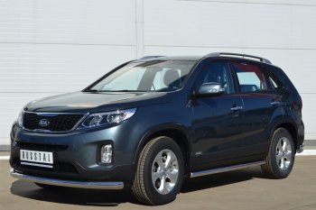 9 999 р. Защита порогов на SLITKOFF (труба D63 мм) KIA Sorento XM рестайлинг (2012-2015) (Защита порогов с закругленными торцами (вариант 3))  с доставкой в г. Вологда. Увеличить фотографию 3