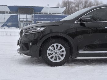 17 999 р. Защита переднего бампера (2 трубы Ø42 мм, нержавейка) SLITKOFF KIA Sorento UM/Prime рестайлинг (2018-2020)  с доставкой в г. Вологда. Увеличить фотографию 3