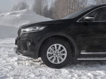 22 999 р. Защита переднего бампера (2 трубы Ø63 и 75х42 мм, нержавейка) SLITKOFF KIA Sorento UM/Prime рестайлинг (2018-2020)  с доставкой в г. Вологда. Увеличить фотографию 3