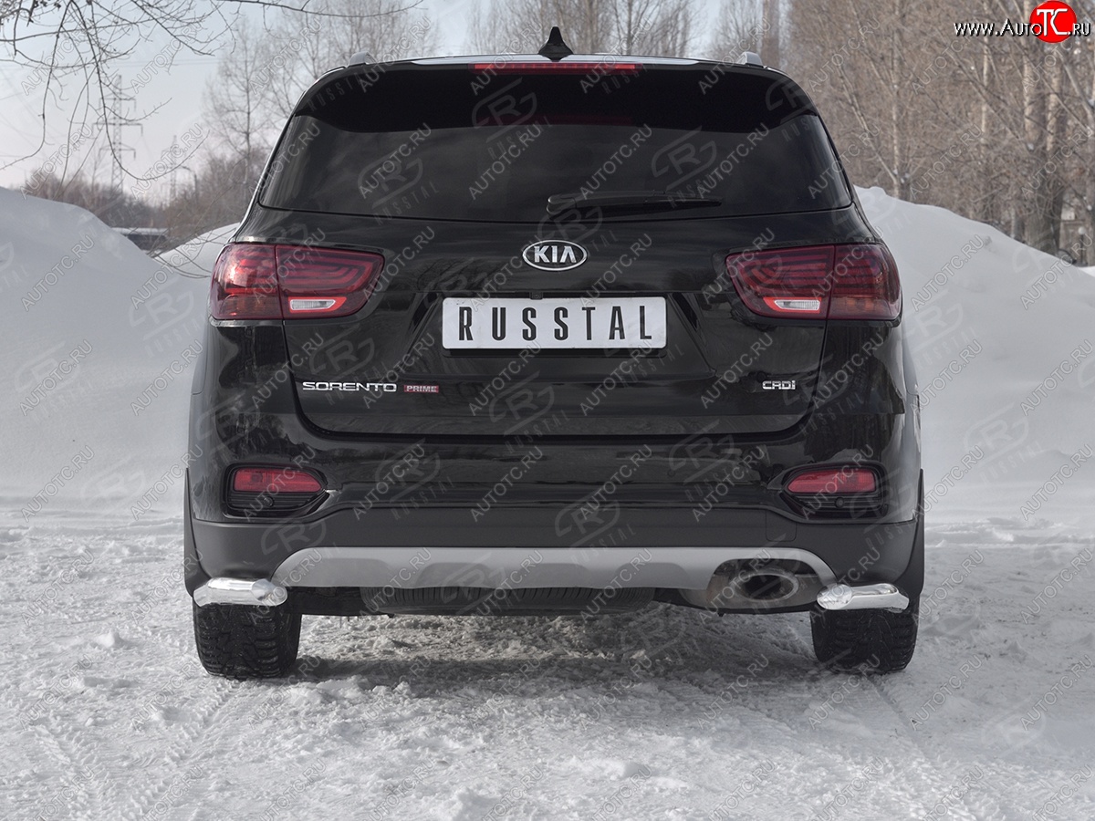 15 799 р. Защита заднего бампера (Ø63 мм уголки, нержавейка) SLITKOFF KIA Sorento UM/Prime рестайлинг (2018-2020)  с доставкой в г. Вологда