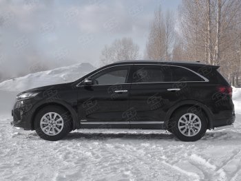 13 299 р. Защита порогов (Ø75x42 мм с проступью, нержавейка) Russtal KIA Sorento UM/Prime рестайлинг (2018-2020)  с доставкой в г. Вологда. Увеличить фотографию 2