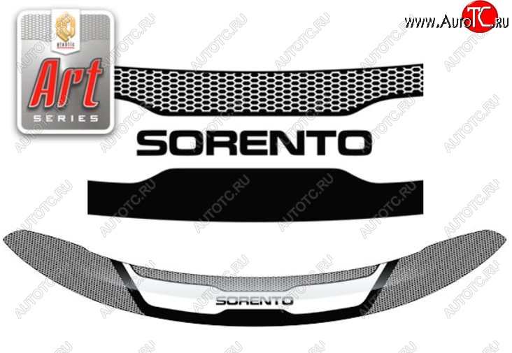 2 299 р. Дефлектор капота CA-Plastiс  KIA Sorento  XM (2012-2015) рестайлинг (серия Art белая)  с доставкой в г. Вологда