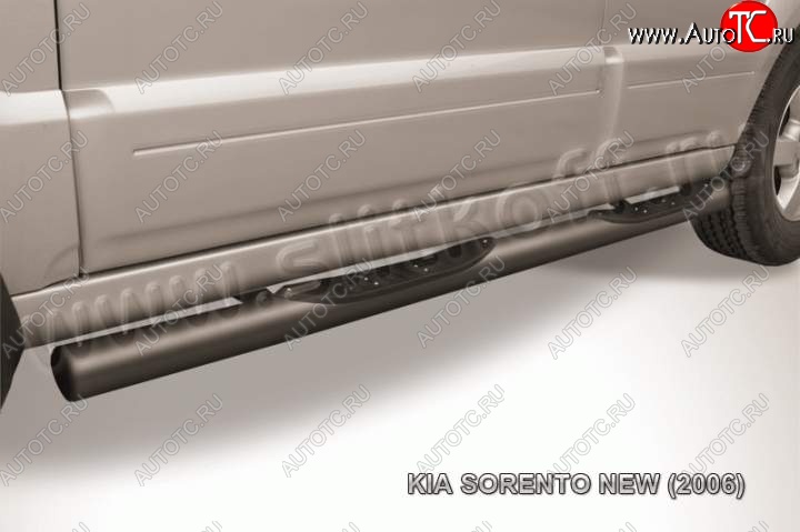 12 399 р. Защита порогов из труб d76 (с проступью) Slitkoff KIA Sorento BL рестайлинг (2006-2010) (Цвет: серебристый)  с доставкой в г. Вологда