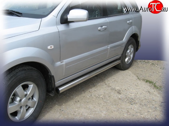 14 999 р. Защита порогов из круглой трубы диаметром 76 мм Slitkoff KIA Sorento BL рестайлинг (2006-2010) (нержавейка полированная)  с доставкой в г. Вологда