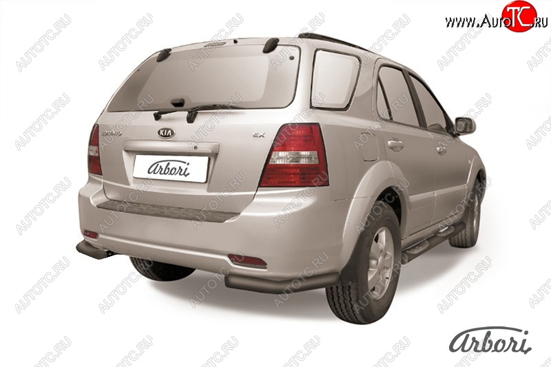 7 019 р. Защита заднего бампера Arbori (уголки, черная, 1 труба d57 mm). KIA Sorento BL дорестайлинг (2002-2006)  с доставкой в г. Вологда